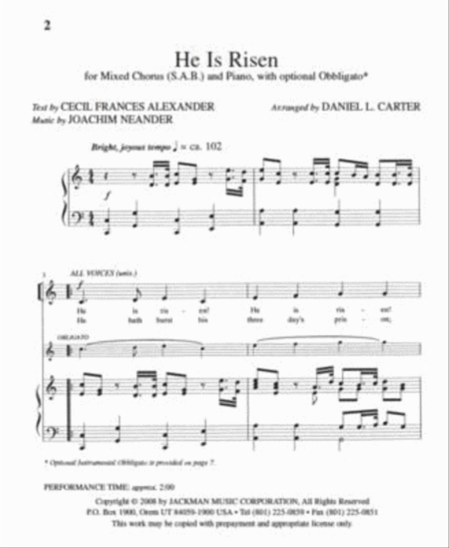 He Is Risen - SAB He Is Risen - SAB 3-Part scores gallery preview page 2