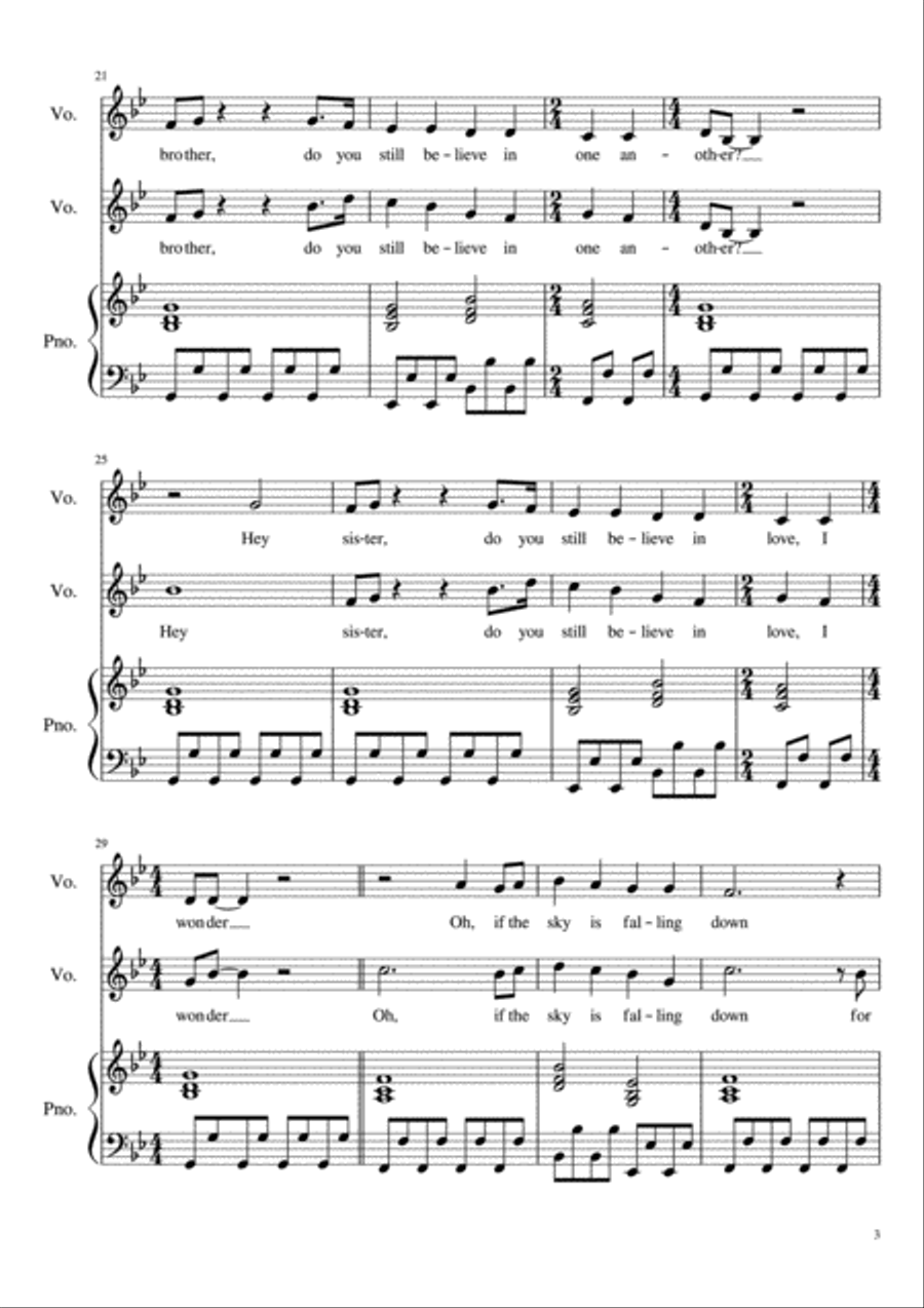 Hey Brother Vocal Duet scores gallery preview page 3