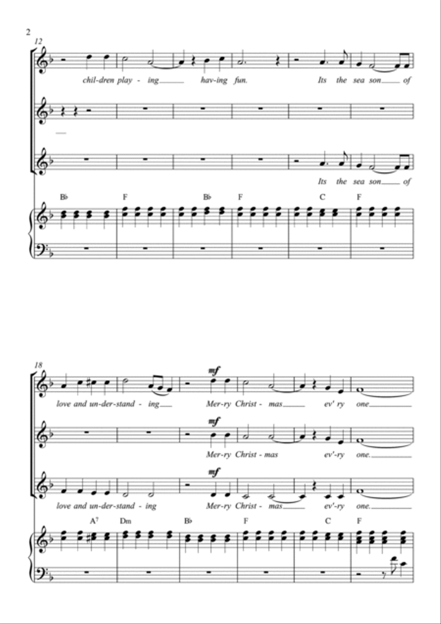 Merry Christmas Everyone SSA scores gallery preview page 2