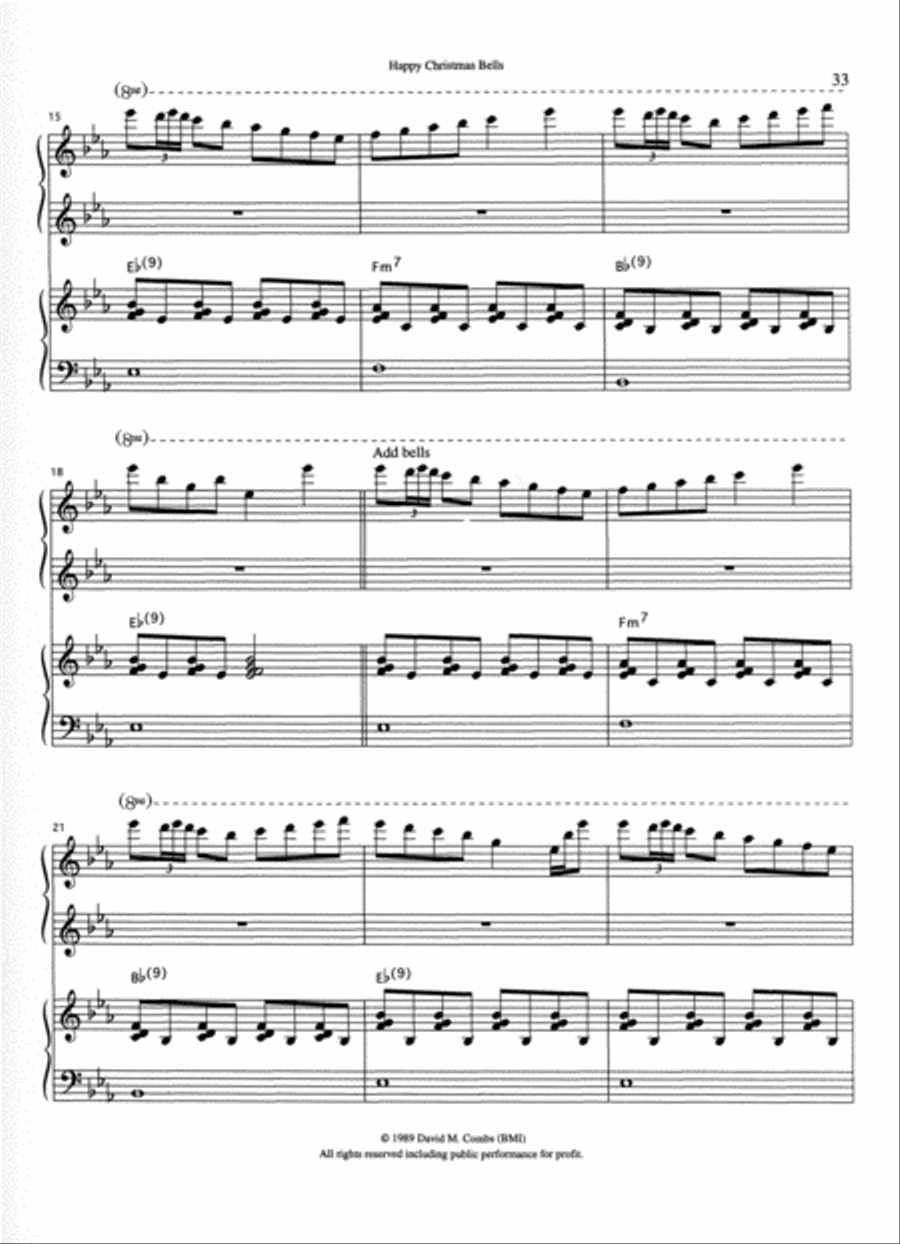 Happy Christmas Bells 2 Pianos, 4-Hands scores gallery preview page 3