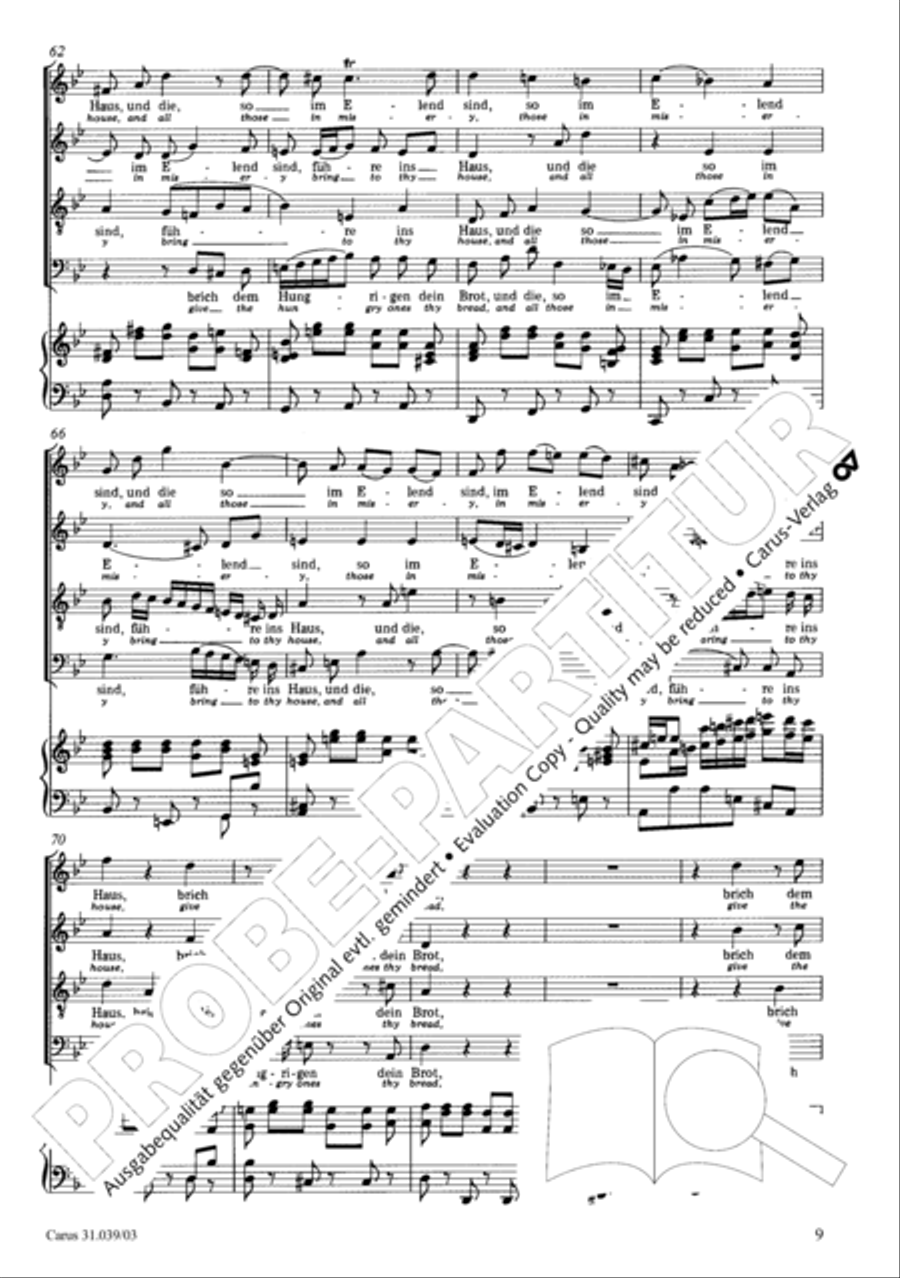 Give the hungry ones thy bread (Brich dem Hungrigen dein Brot) 4-Part scores gallery preview page 10