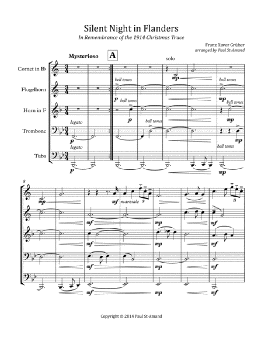 Silent Night in Flanders - Brass Quintet Brass Quintet scores gallery preview page 2