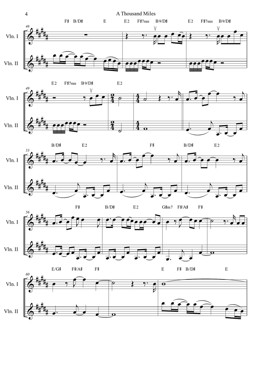 A Thousand Miles String Duet scores gallery preview page 4