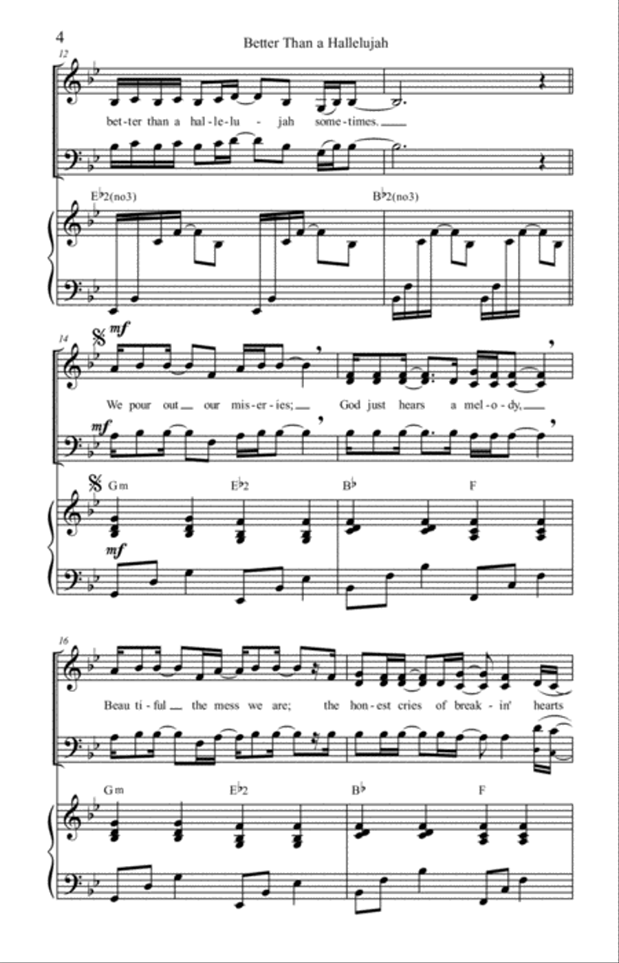 Better Than A Hallelujah 4-Part scores gallery preview page 4