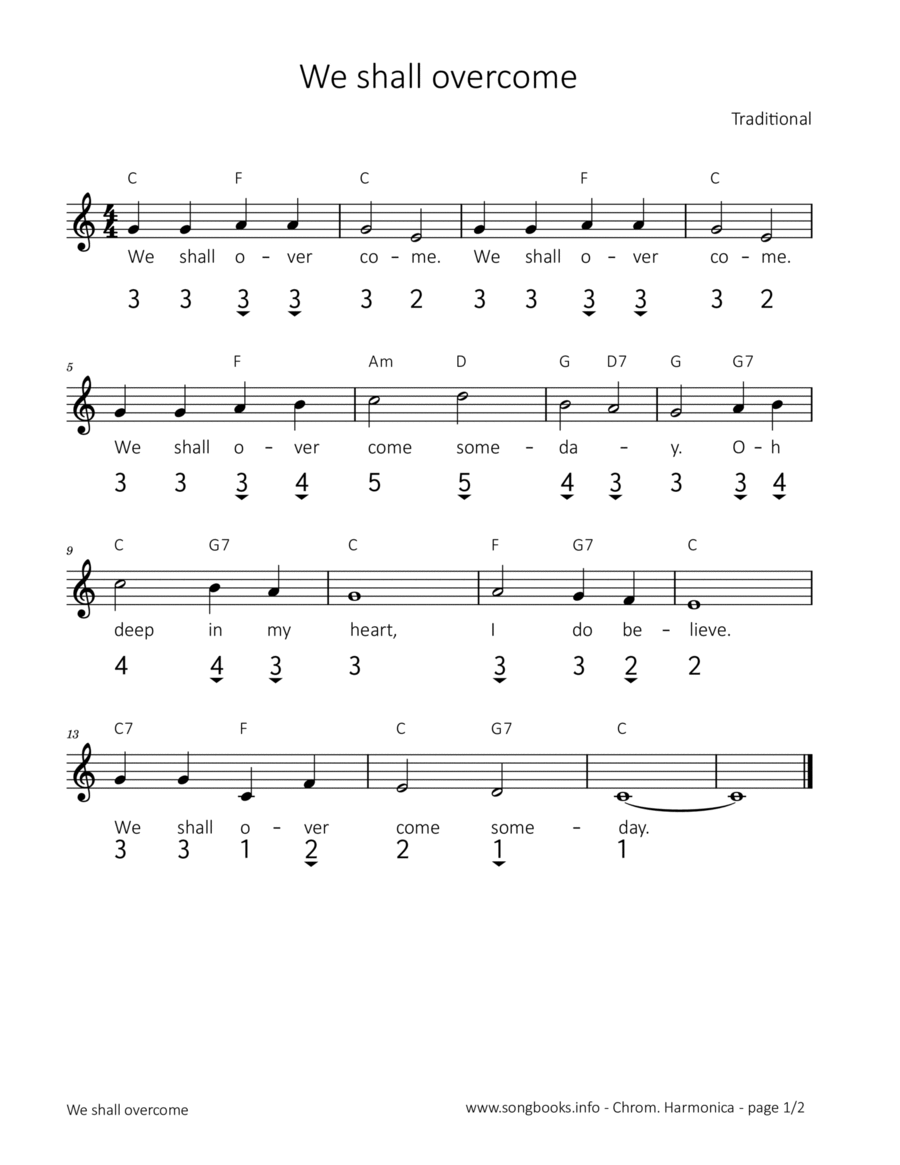 We shall overcome Harmonica scores gallery preview page 1