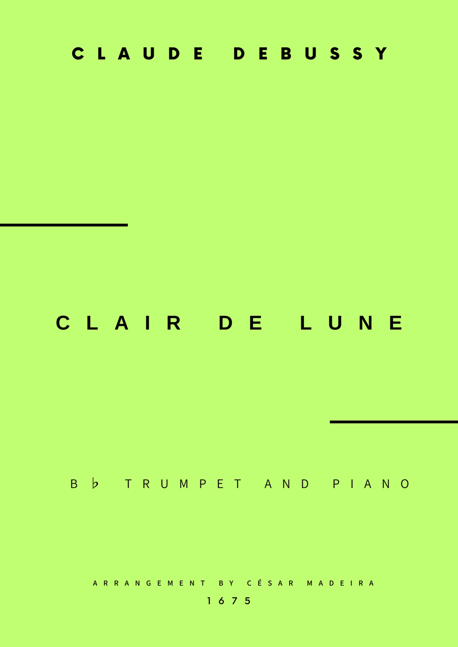 Clair de Lune by Debussy - Bb Trumpet and Piano (Full Score and Parts) B-Flat Trumpet scores gallery preview page 1