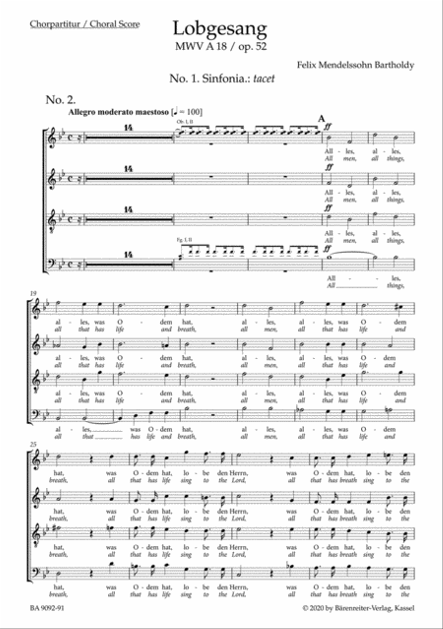 Book cover for Lobgesang / Hymn of Praise, op. 52 MWV A 18