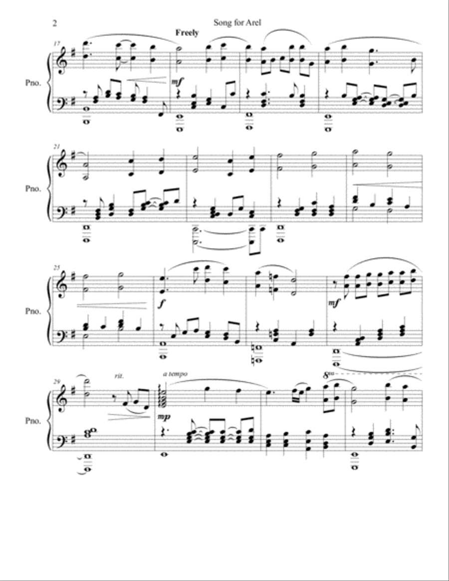 Song For Arel Piano Solo scores gallery preview page 2