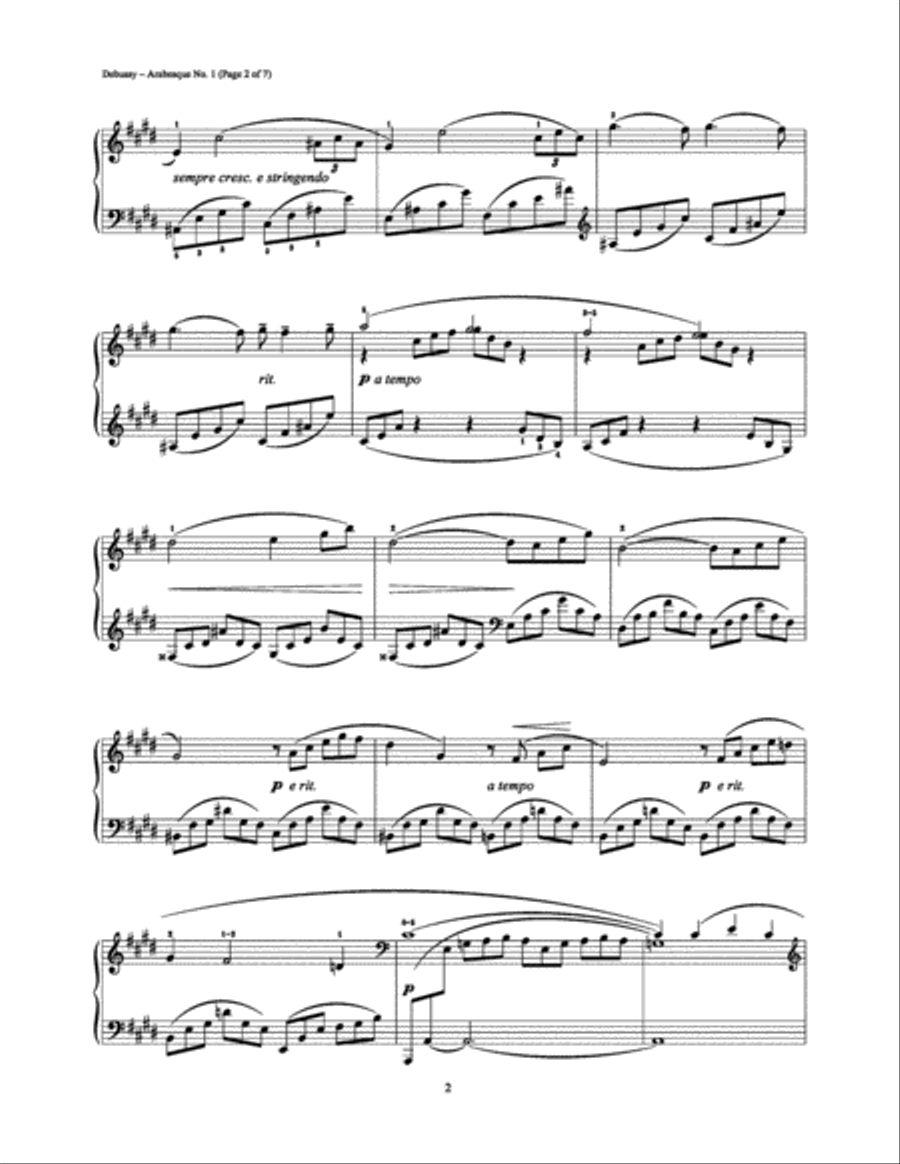 Arabesque No. 1 Piano Solo scores gallery preview page 2