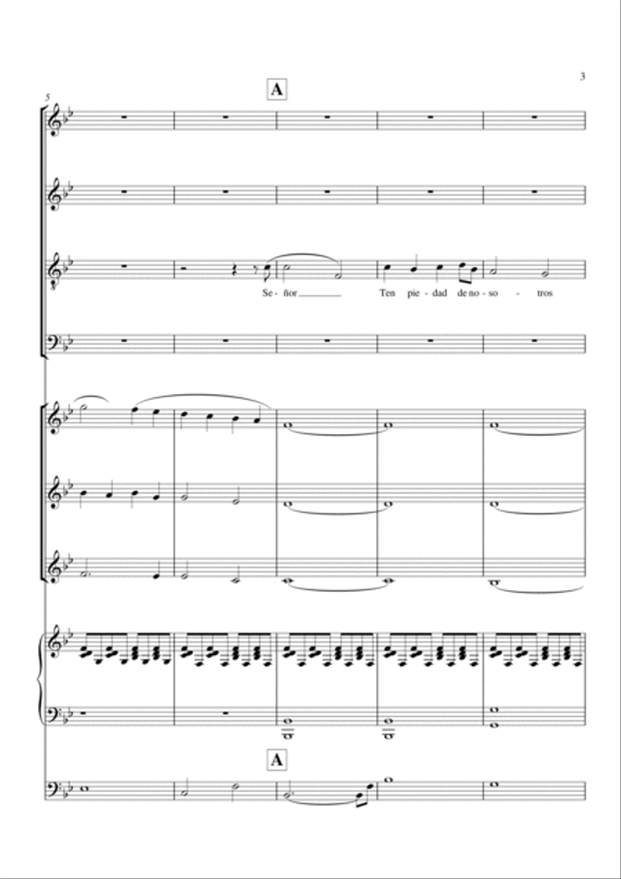 Señor ten piedad - Juan Carlos Guerra Gonzalez Choir scores gallery preview page 3