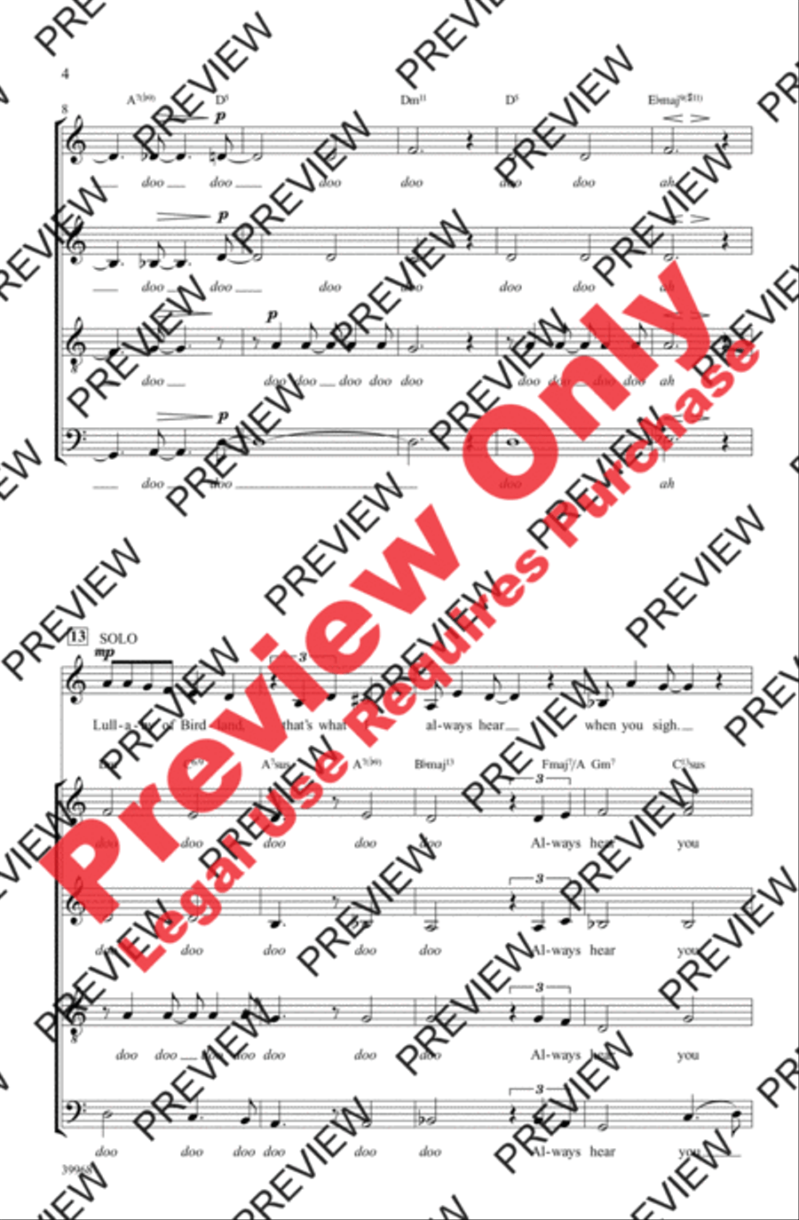 Lullaby of Birdland 4-Part scores gallery preview page 13