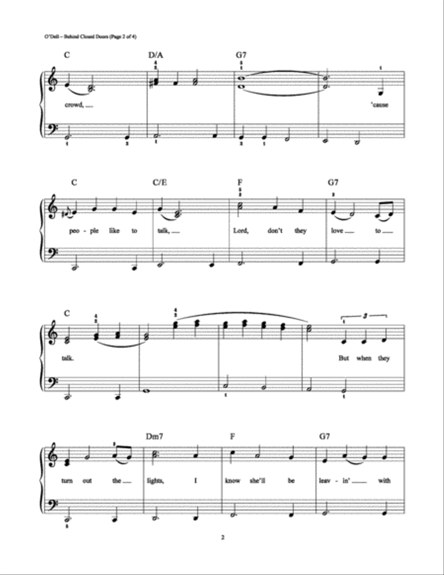 Behind Closed Doors Behind Closed Doors Easy Piano scores gallery preview page 2