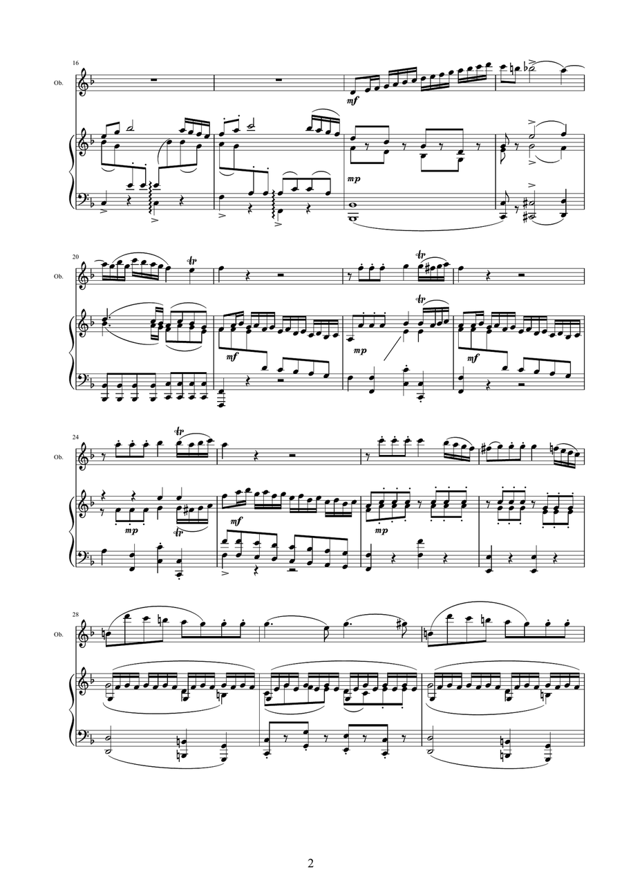 Mozart - Oboe quartet in F major K370 - 1 Allegro - Oboe and Piano Piano scores gallery preview page 2