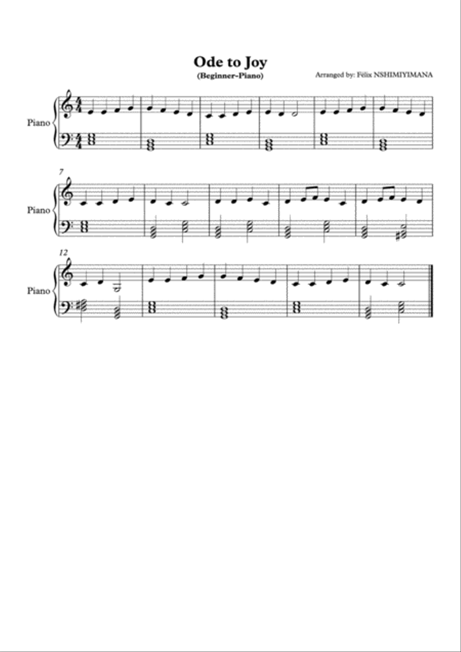 Ode to Joy ( Beginner-Piano) Piano Solo scores gallery preview page 1