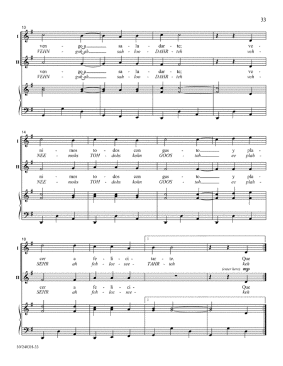Friends to the North and Friends to the South Unison Choir scores gallery preview page 34