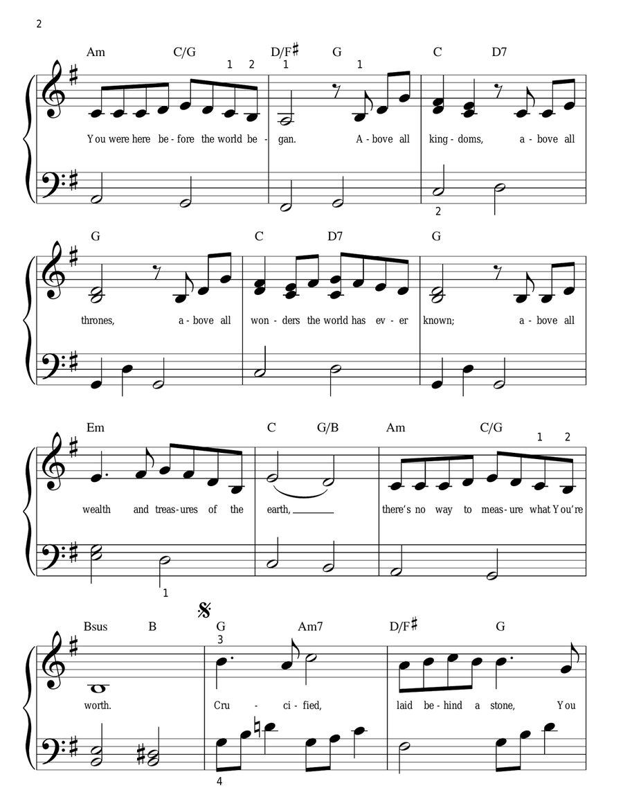 Above All Above All Easy Piano scores gallery preview page 2