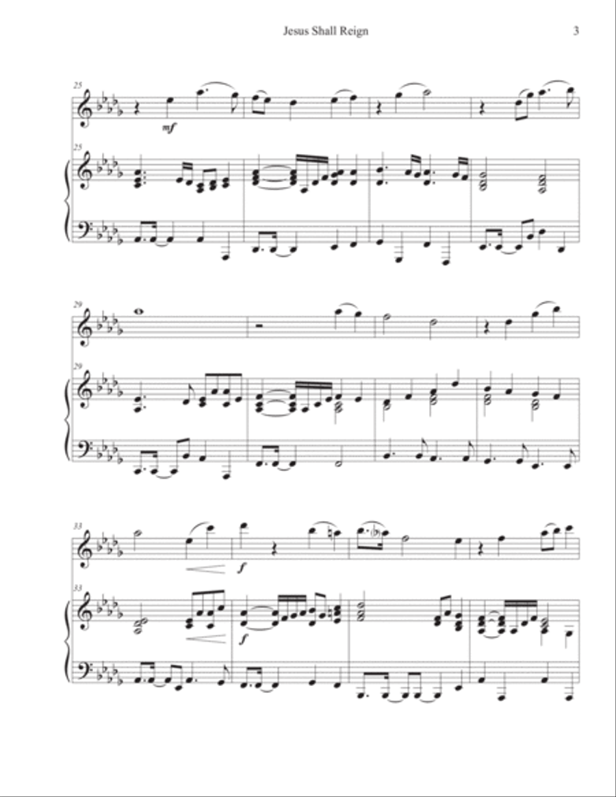 Jesus Shall Reign (Violin-Piano) Violin Solo scores gallery preview page 3