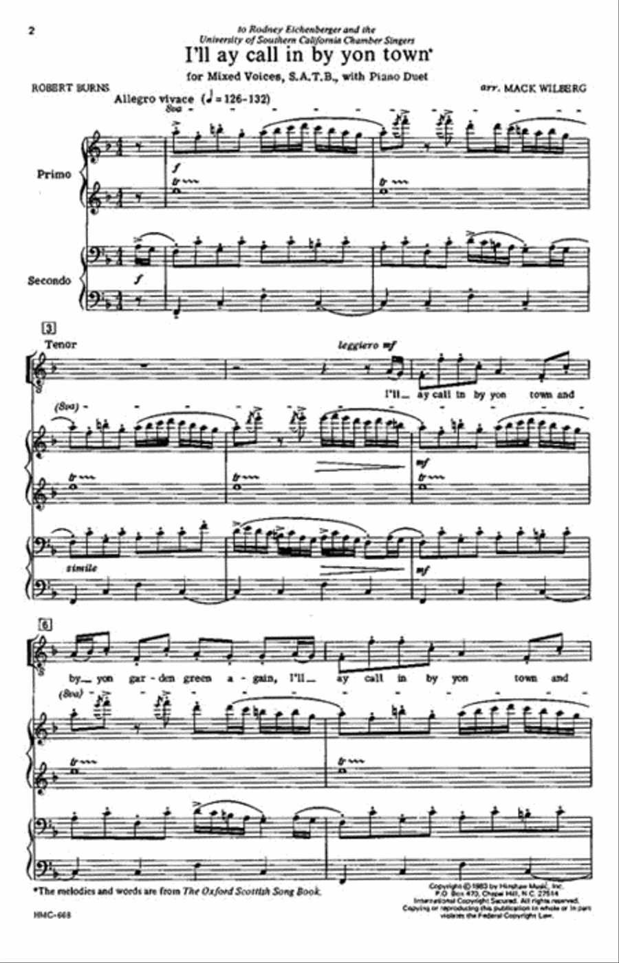 I'll Ay Call In By Yon Town 4-Part scores gallery preview page 2
