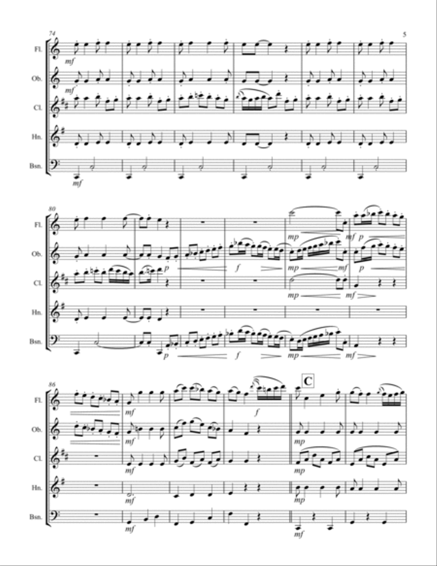 Boccherini - “Minuetto” (for Saxophone Quintet SATTB) Saxophone Quintet scores gallery preview page 6