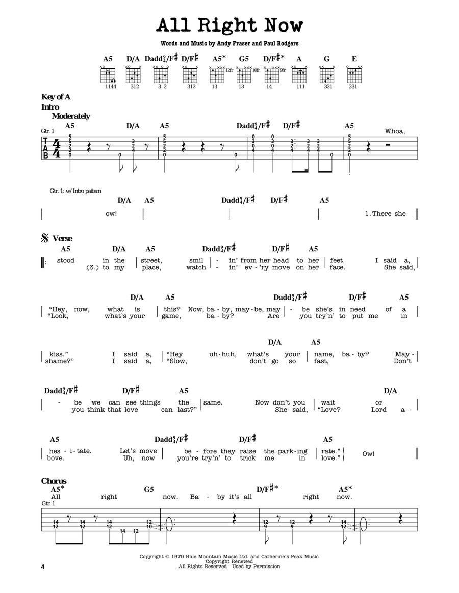 All Right Now All Right Now Electric Guitar scores gallery preview page 1