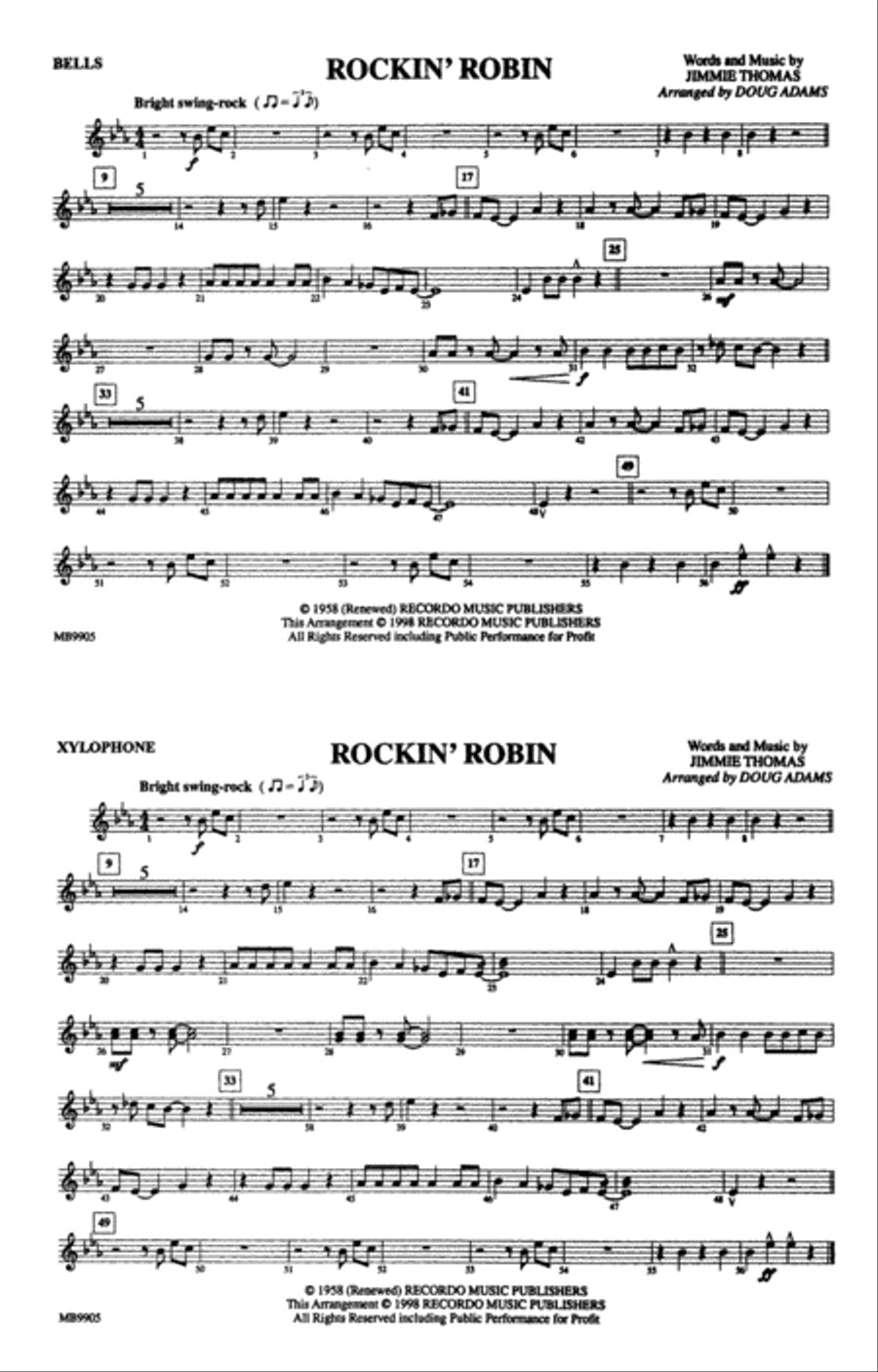 Rockin' Robin: Bells Rockin' Robin: Bells Marching Band scores gallery preview page 1
