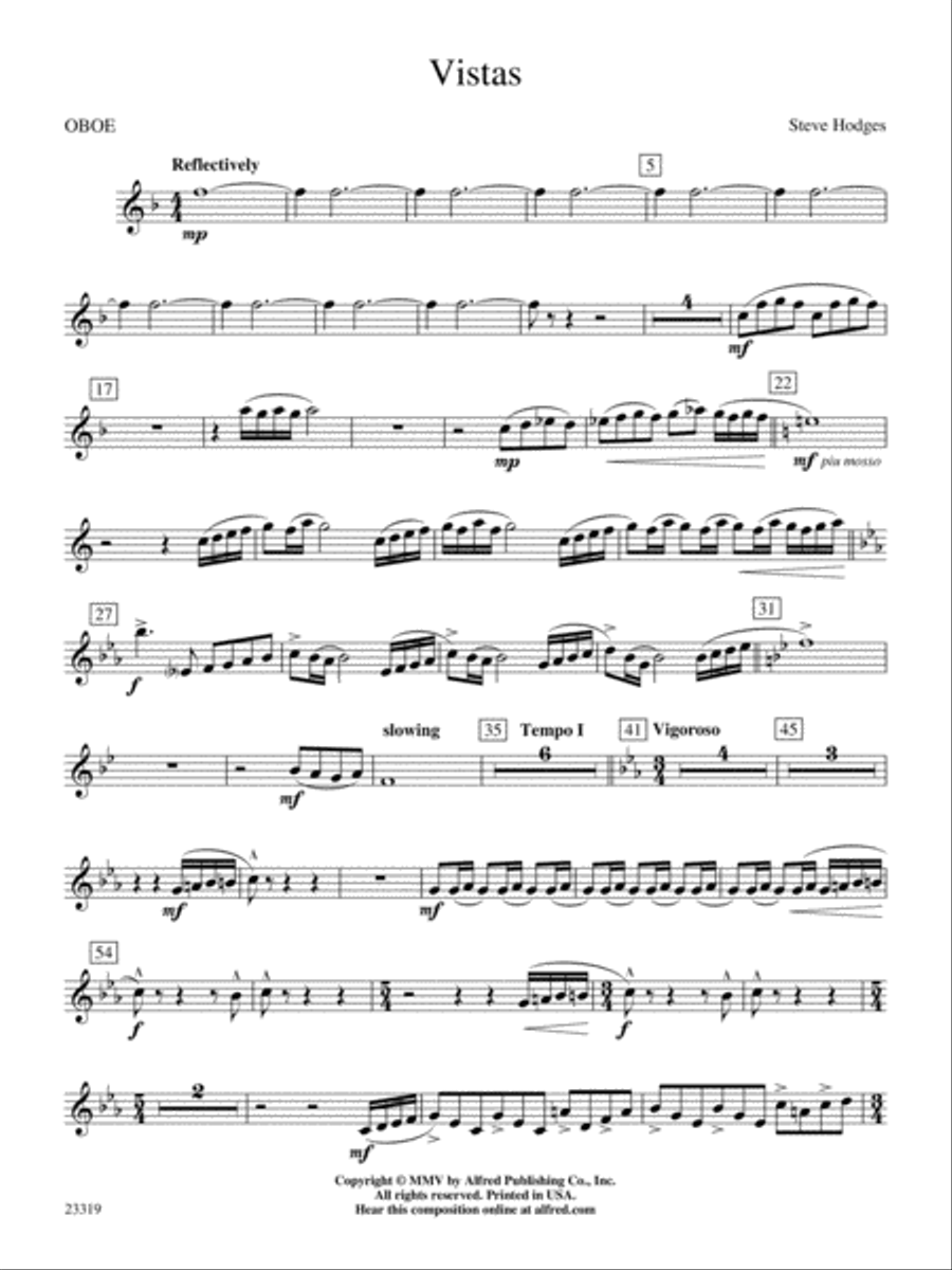 Vistas: Oboe Vistas: Oboe Concert Band scores gallery preview page 1