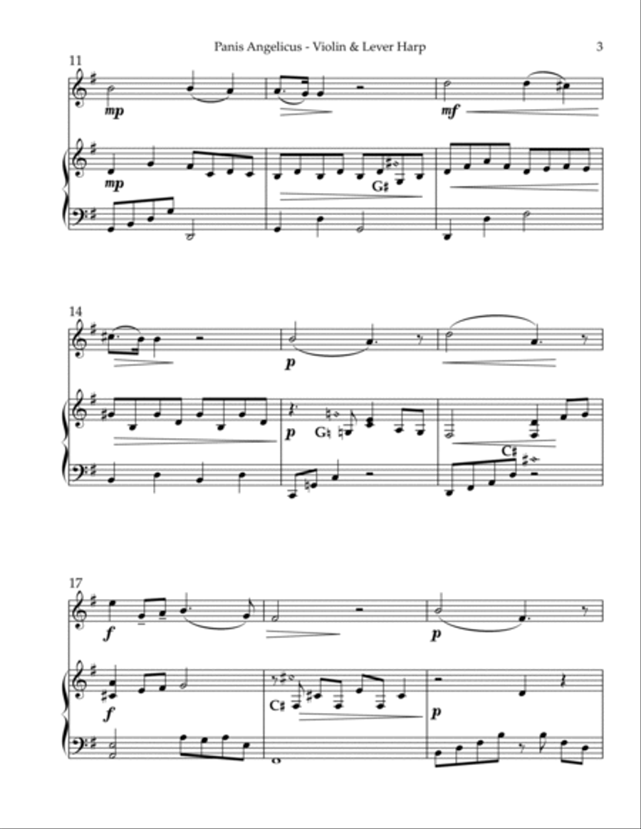 Panis Angelicus, Duet for Violin & Lever Harp String Duet scores gallery preview page 3