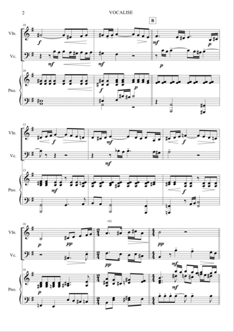 Vocalise Op.34, No.14 Vocalise Op.34, No.14 Piano Trio scores gallery preview page 2
