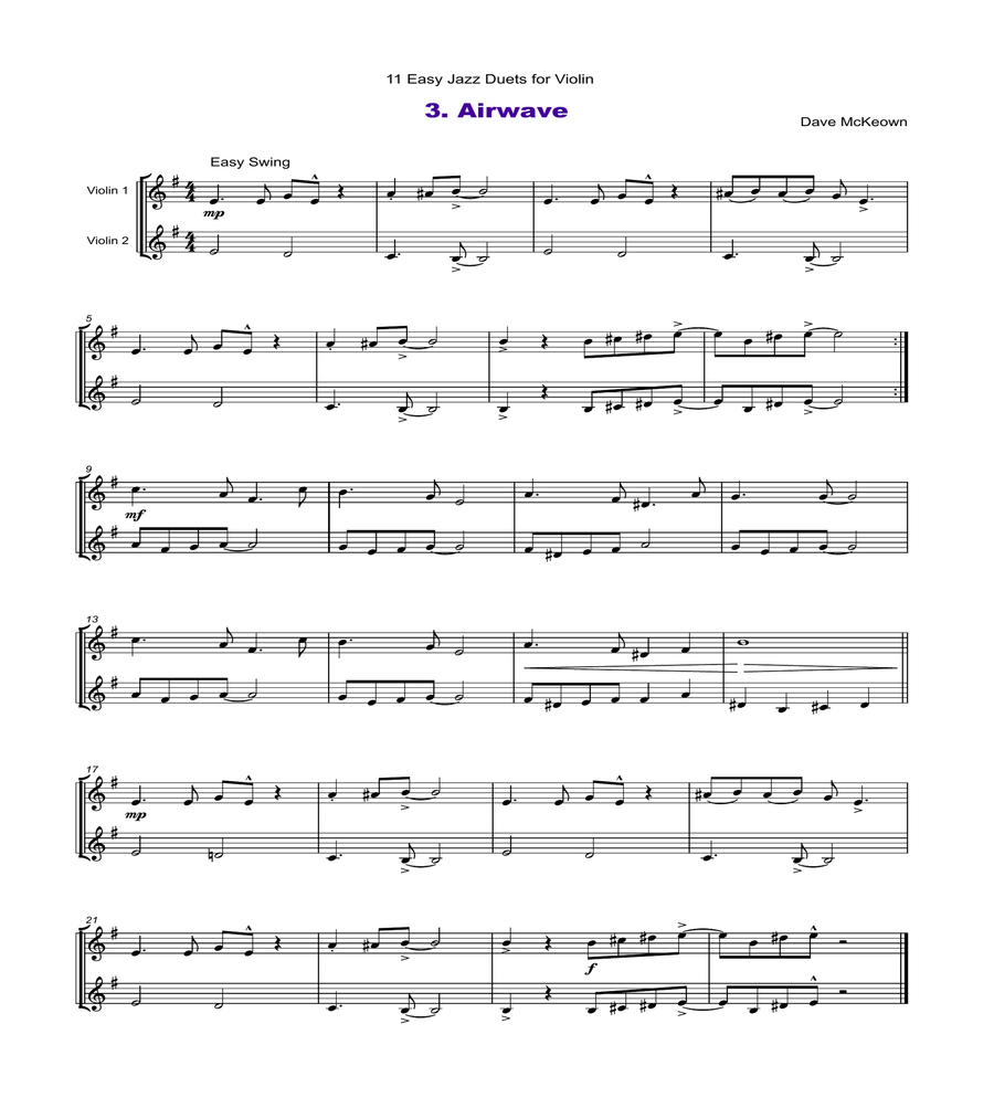 11 Easy Jazz Duets for Violin image number null