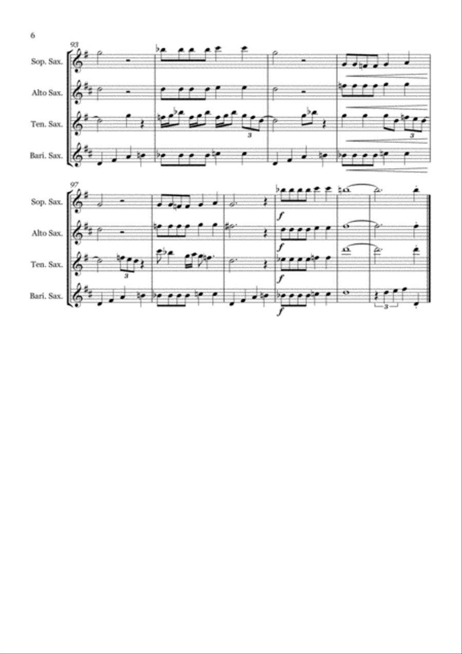 Crazy Little Thing Called Love Saxophone Quartet scores gallery preview page 6
