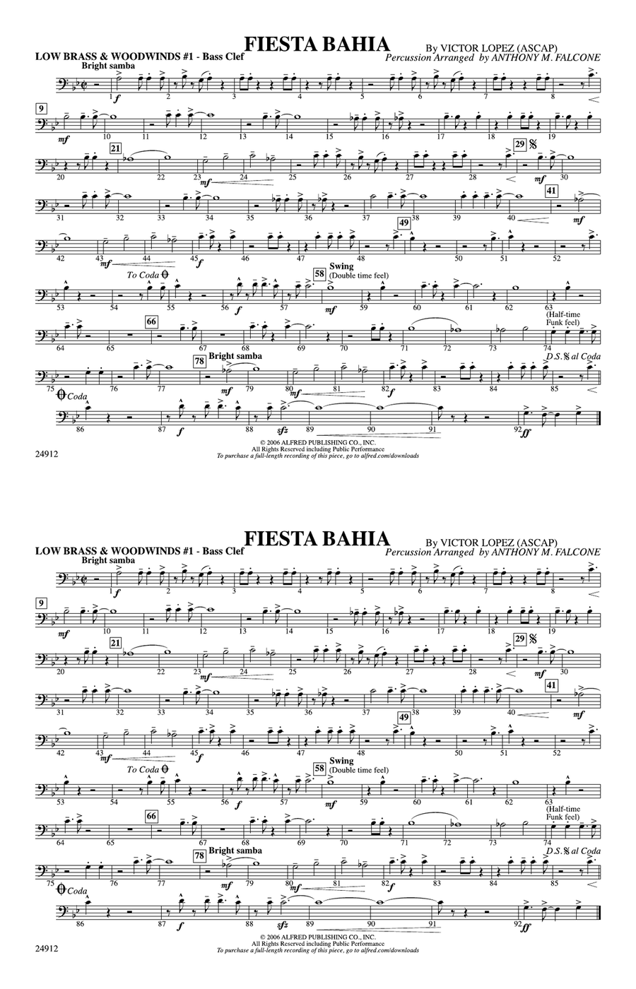 Fiesta Bahia: Low Brass & Woodwinds #1 - Bass Clef