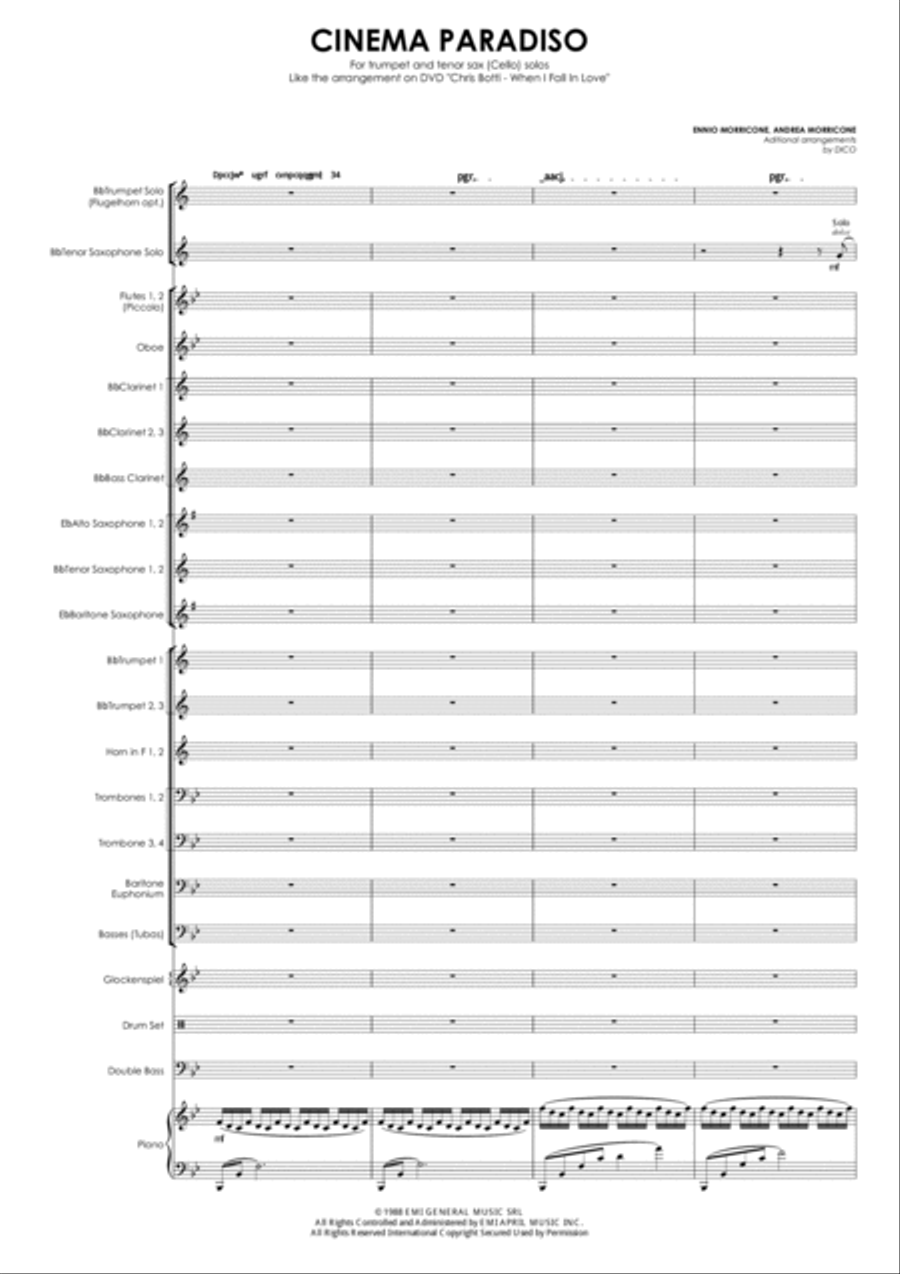 Love Theme (tema D'amore) Concert Band scores gallery preview page 2