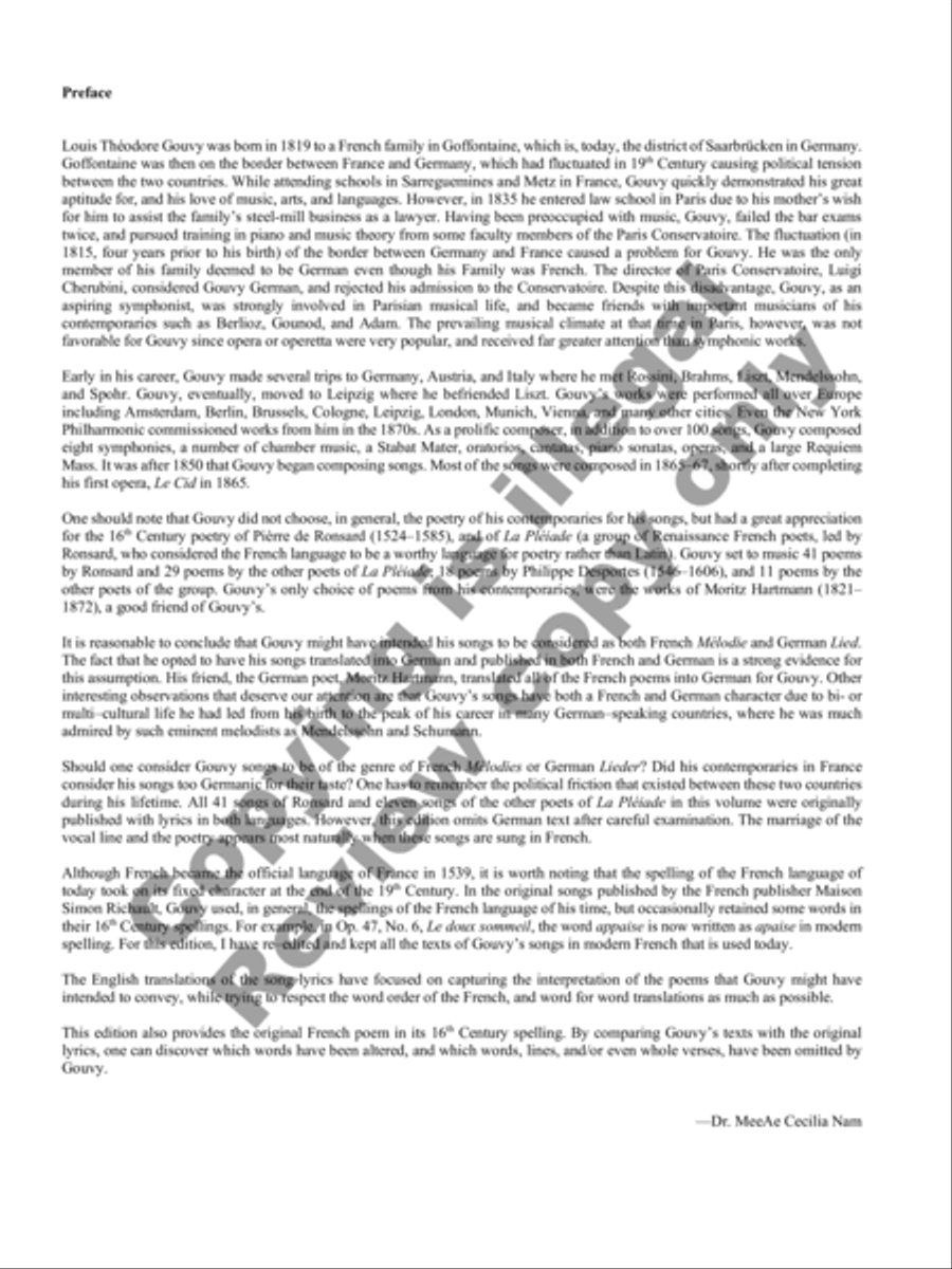 Songs of Gouvy, Volume 1: 40 poèmes de Pierre de Ronsard; 12 poèmes de La Pleïade Piano Accompaniment scores gallery preview page 5