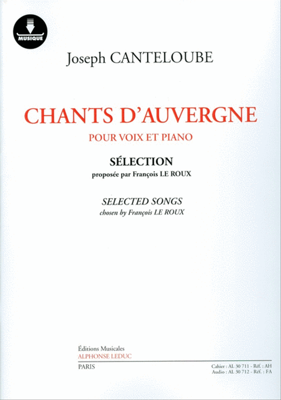 Chants D'auvergne (livre + Fichier Audio Al30712) Pour Voix Et Piano Voice Solo scores gallery preview page 1