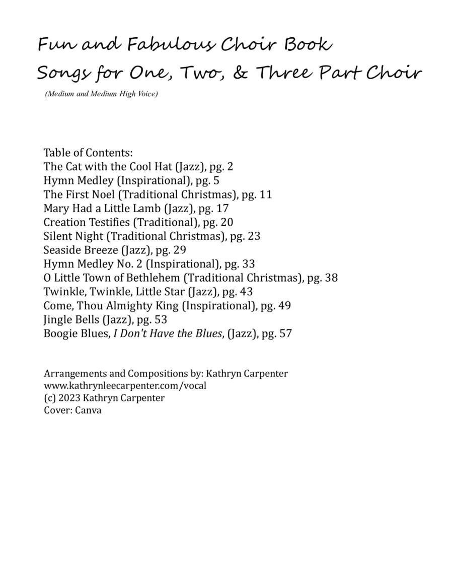 Fun and Fabulous Choir Book: Songs for One, Two, and Three Part Choir 3-Part scores gallery preview page 1