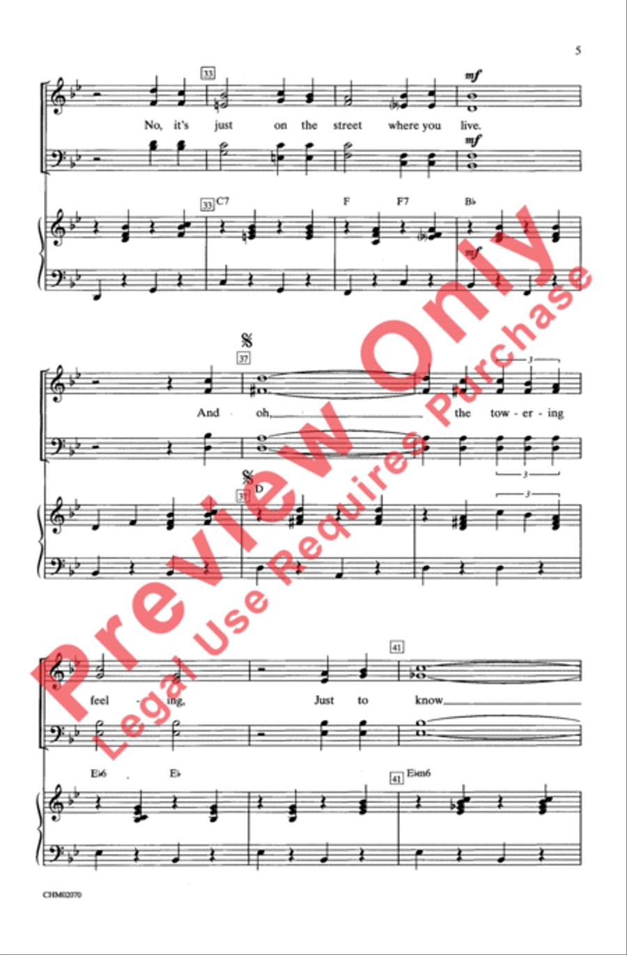 On the Street Where You Live 4-Part scores gallery preview page 5