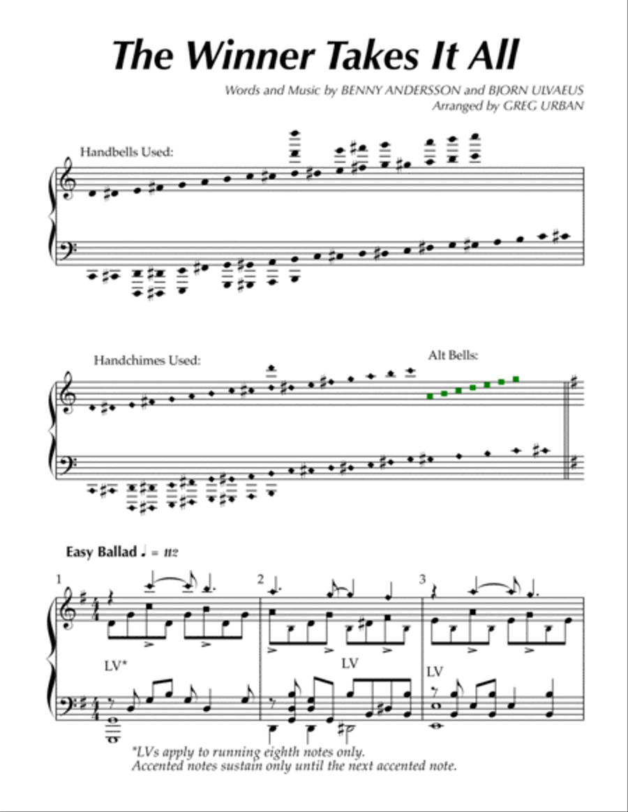 The Winner Takes It All The Winner Takes It All Handbell Choir scores gallery preview page 2