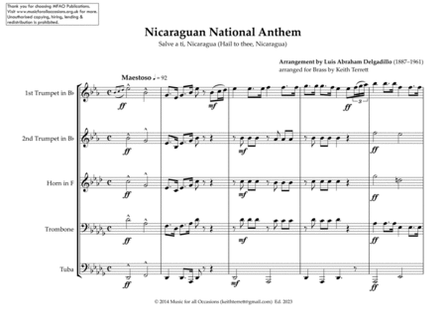 Nicaraguan National Anthem for Brass Quintet image number null