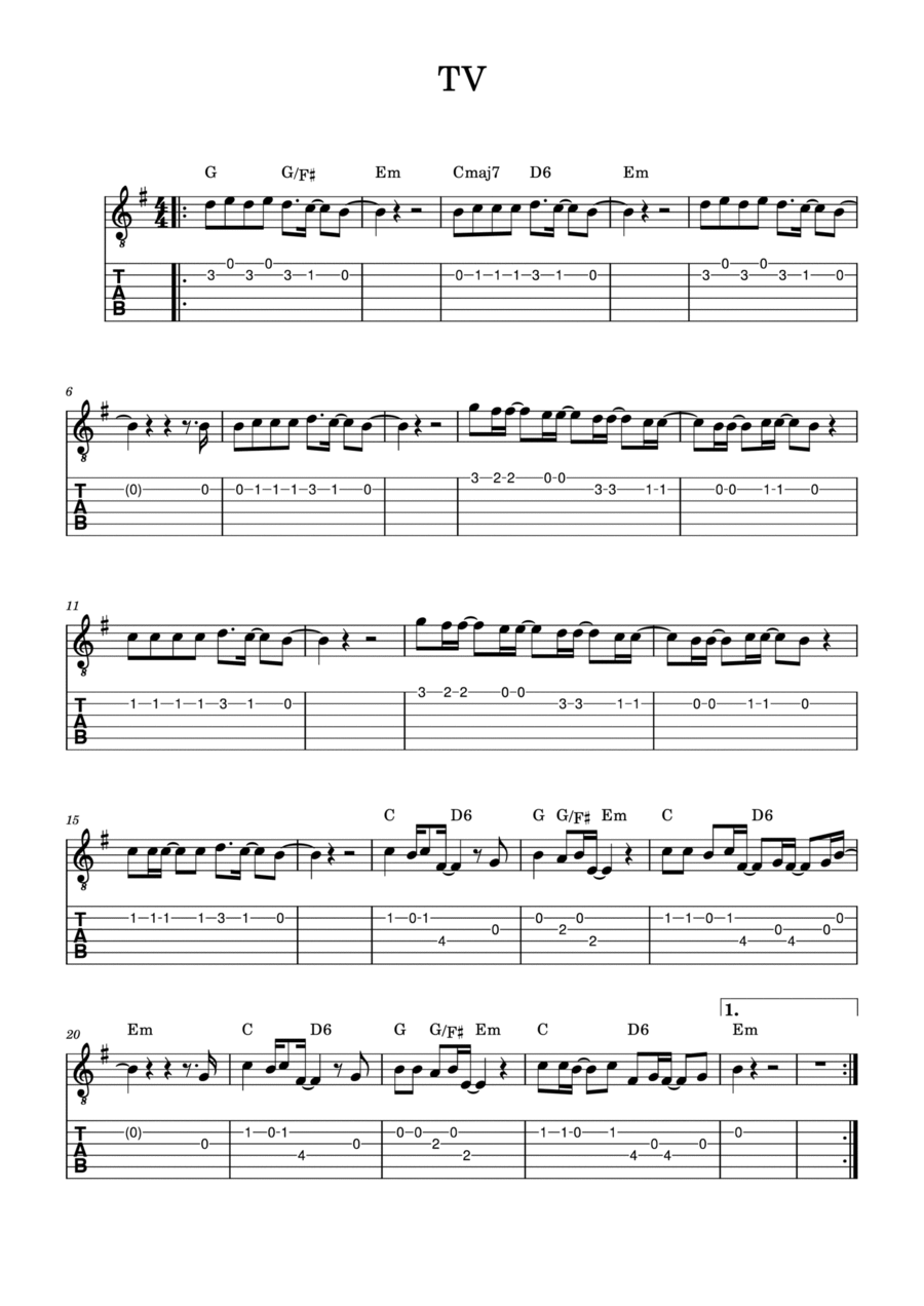 Tv Electric Guitar scores gallery preview page 1