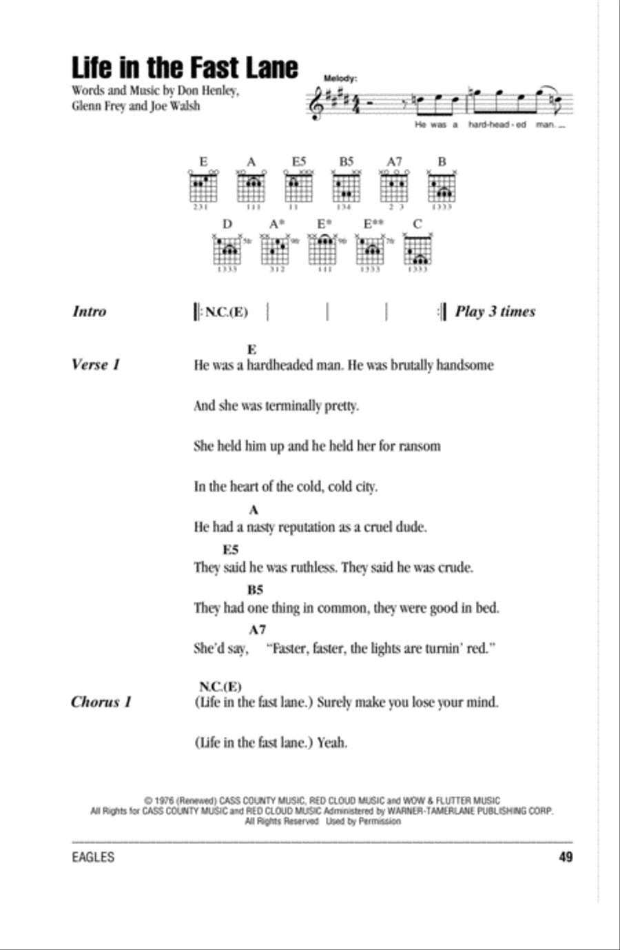 Life In The Fast Lane Acoustic Guitar scores gallery preview page 1
