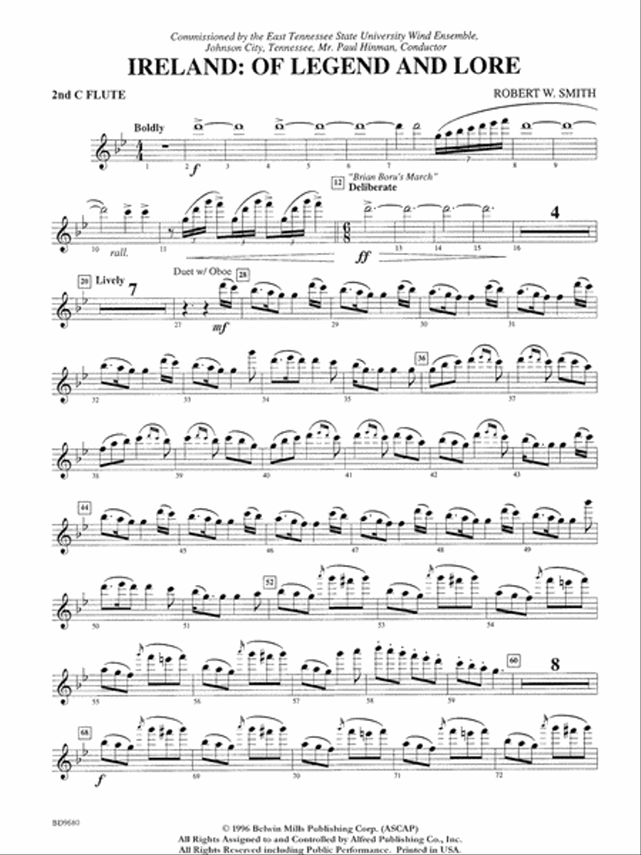 Ireland: Of Legend and Lore: 2nd Flute Concert Band scores gallery preview page 1