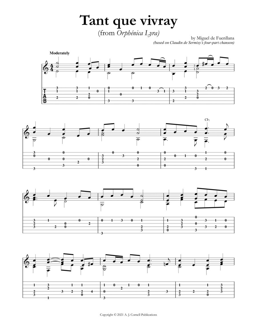 Tant que vivray Tant que vivray Classical Guitar scores gallery preview page 1
