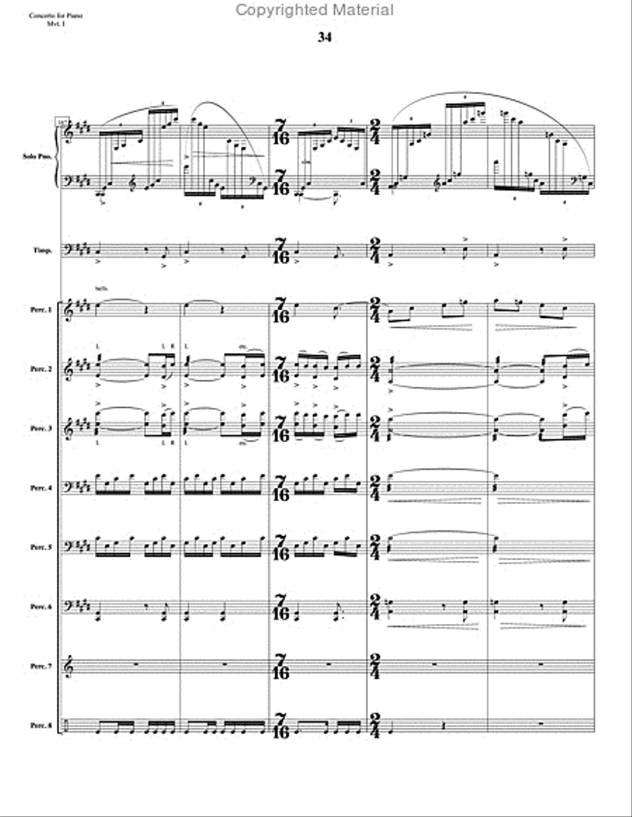 Concerto for Piano and Percussion Orchestra Percussion Ensemble scores gallery preview page 56