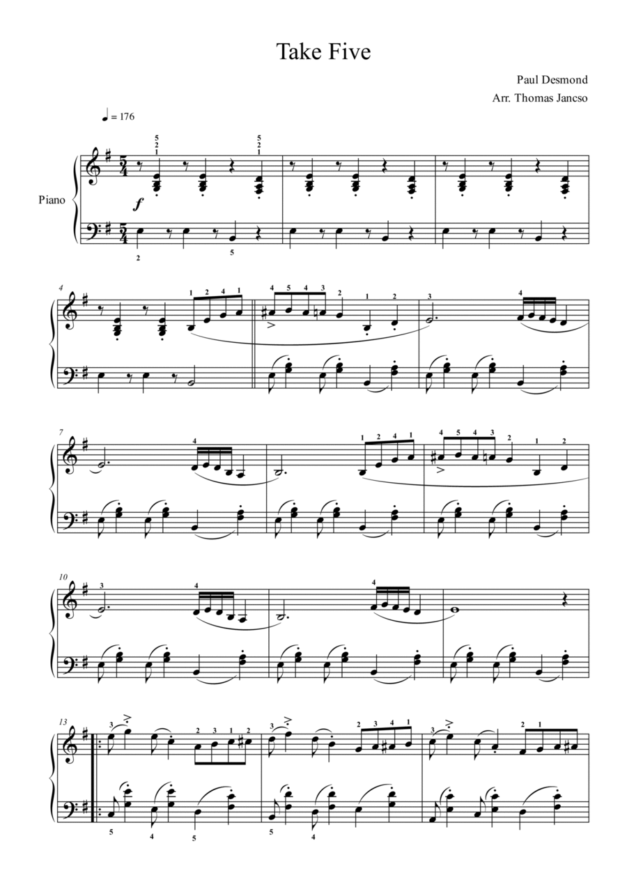 Take Five Take Five Piano Solo scores gallery preview page 1