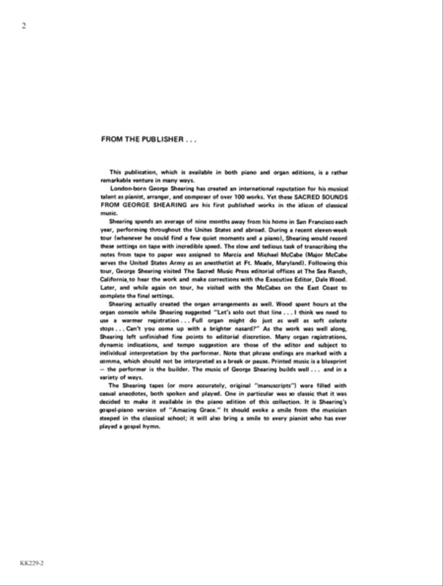 Sacred Sounds from George Shearing For Organ Organ Solo scores gallery preview page 2