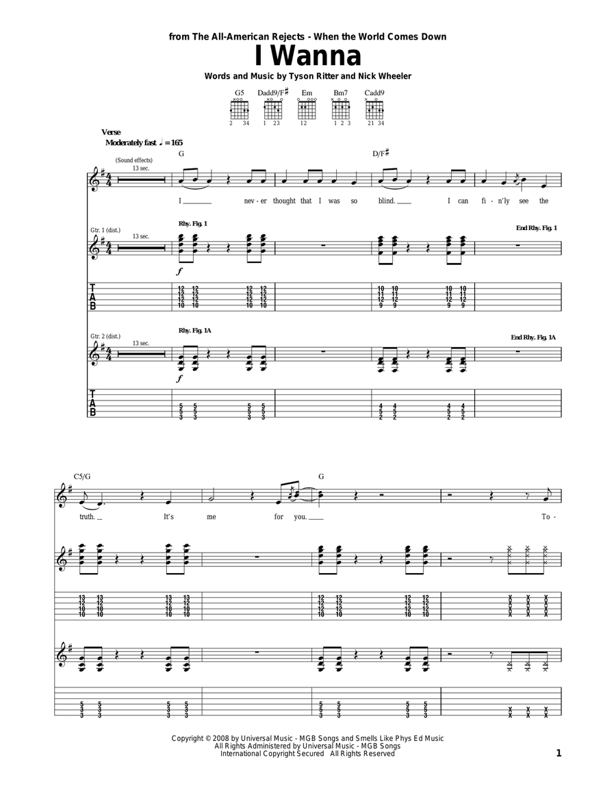 I Wanna Acoustic Guitar scores gallery preview page 1