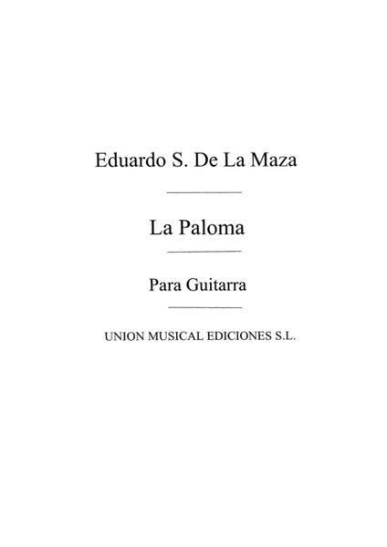 La Paloma Habanera (E Sainz De La Maza)
