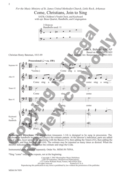 Come, Christians, Join to Sing (Choral Score) image number null