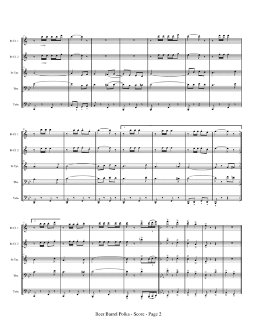 Beer Barrel Polka (roll Out The Barrel) Clarinet scores gallery preview page 4