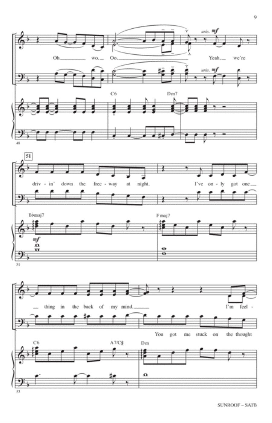 Sunroof (arr. Alan Billingsley) 4-Part scores gallery preview page 8
